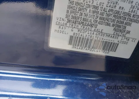 2018 Nissan Sentra Sv z USA, uszkodzony, nr VIN 3N1AB7AP0JL649212